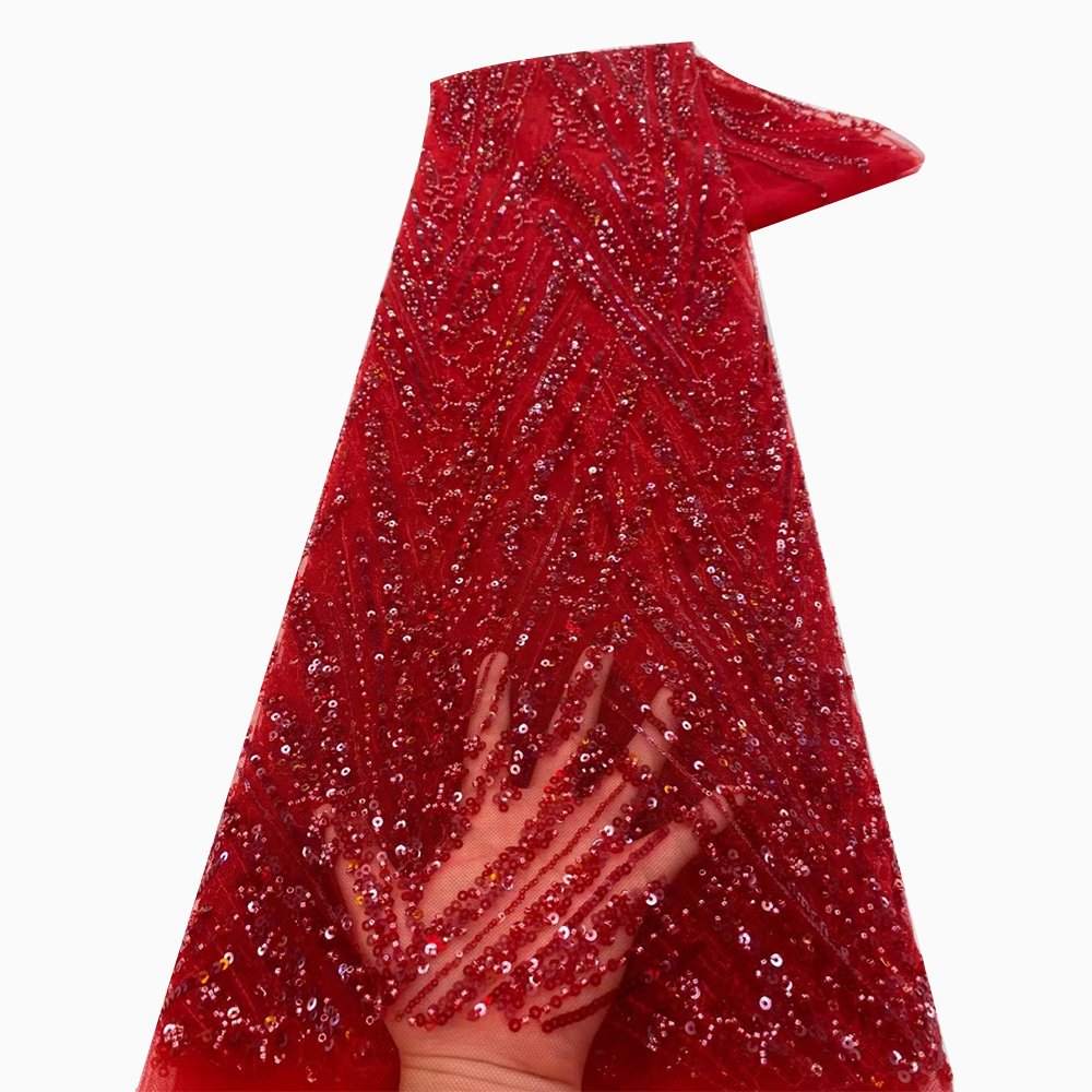 NI.AI Most Popular French Embroidery Beaded Net Lace Fabrics For Wedding Dress Beautiful African Lace Fabrics With Sequins