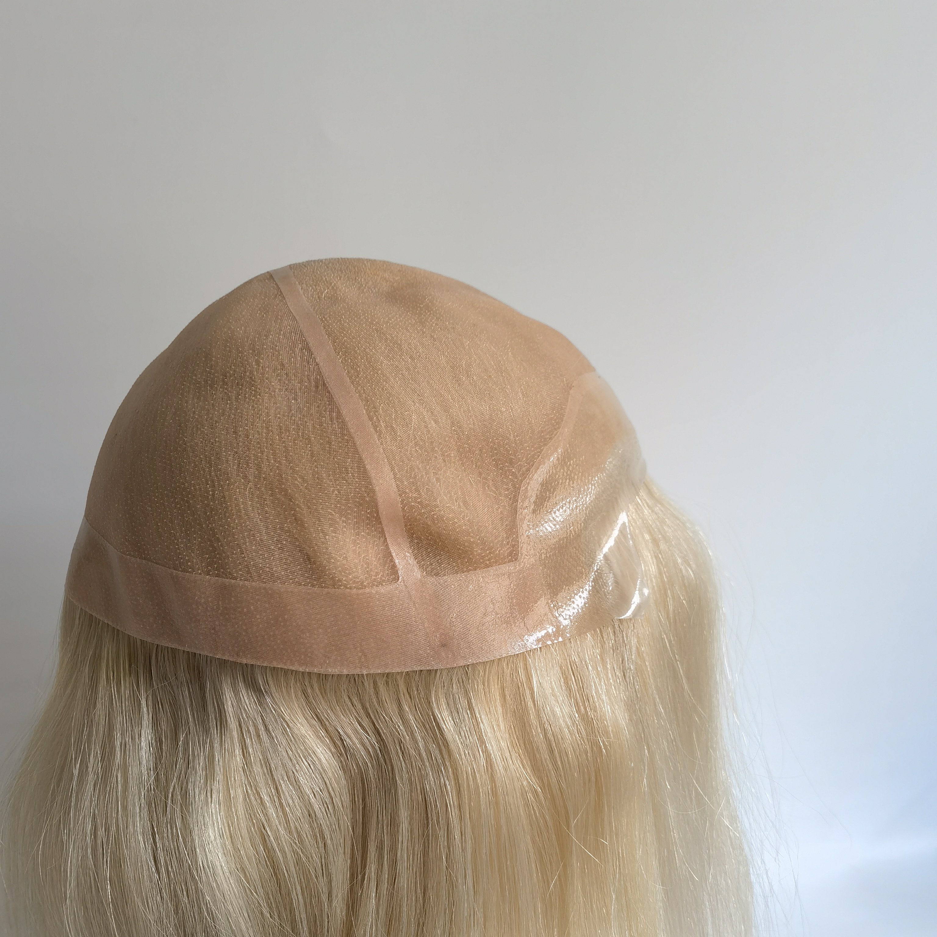 Blonde Full Lace PU Thin Skin Around Straight Virgin Human Hair Wigs for Women