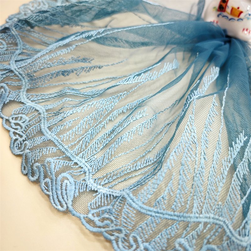 Wholesale Factory chantilly Garment Underwear accessories Shiny Embroidery Tulle Lace Trim Mesh Lace trim