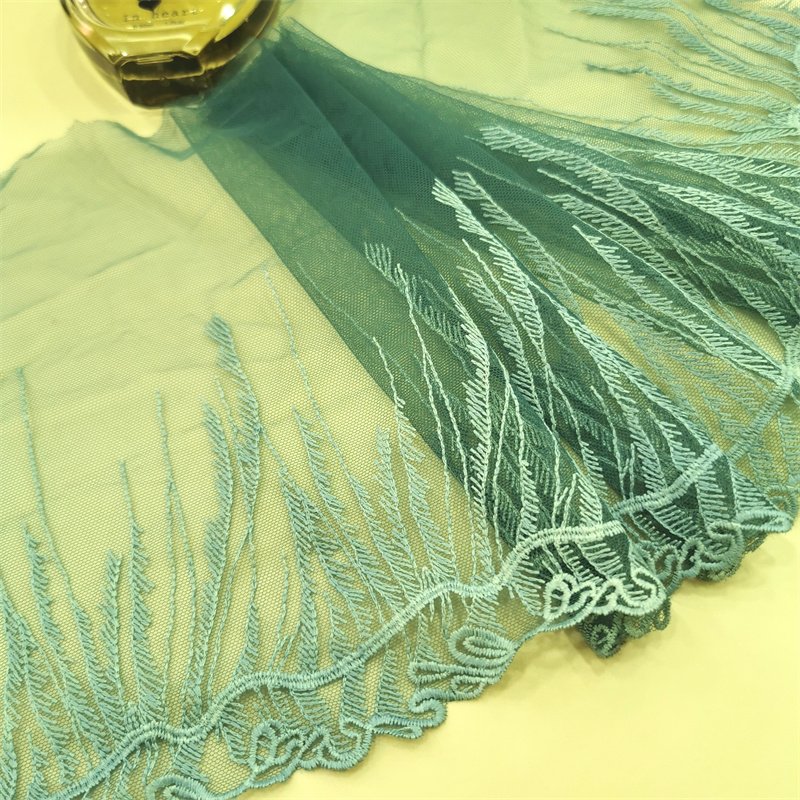 Wholesale Factory chantilly Garment Underwear accessories Shiny Embroidery Tulle Lace Trim Mesh Lace trim