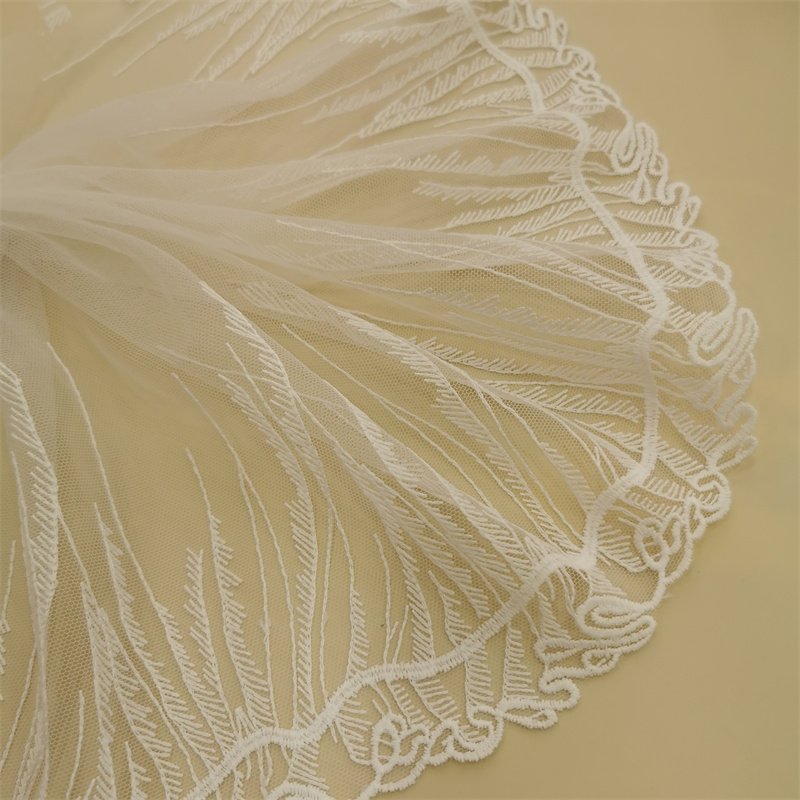Wholesale Factory chantilly Garment Underwear accessories Shiny Embroidery Tulle Lace Trim Mesh Lace trim
