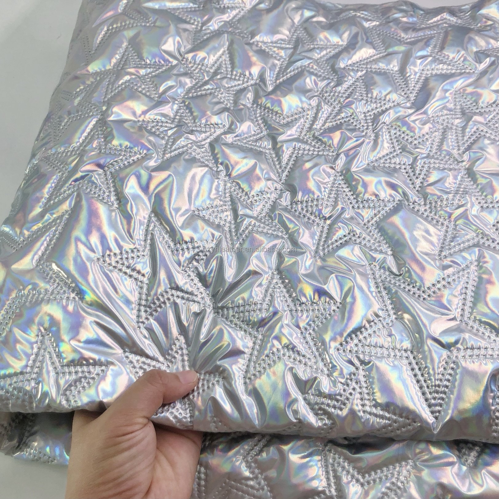 special design star shape embossing waterproof embroidery quilted fabric for costume bags shoes