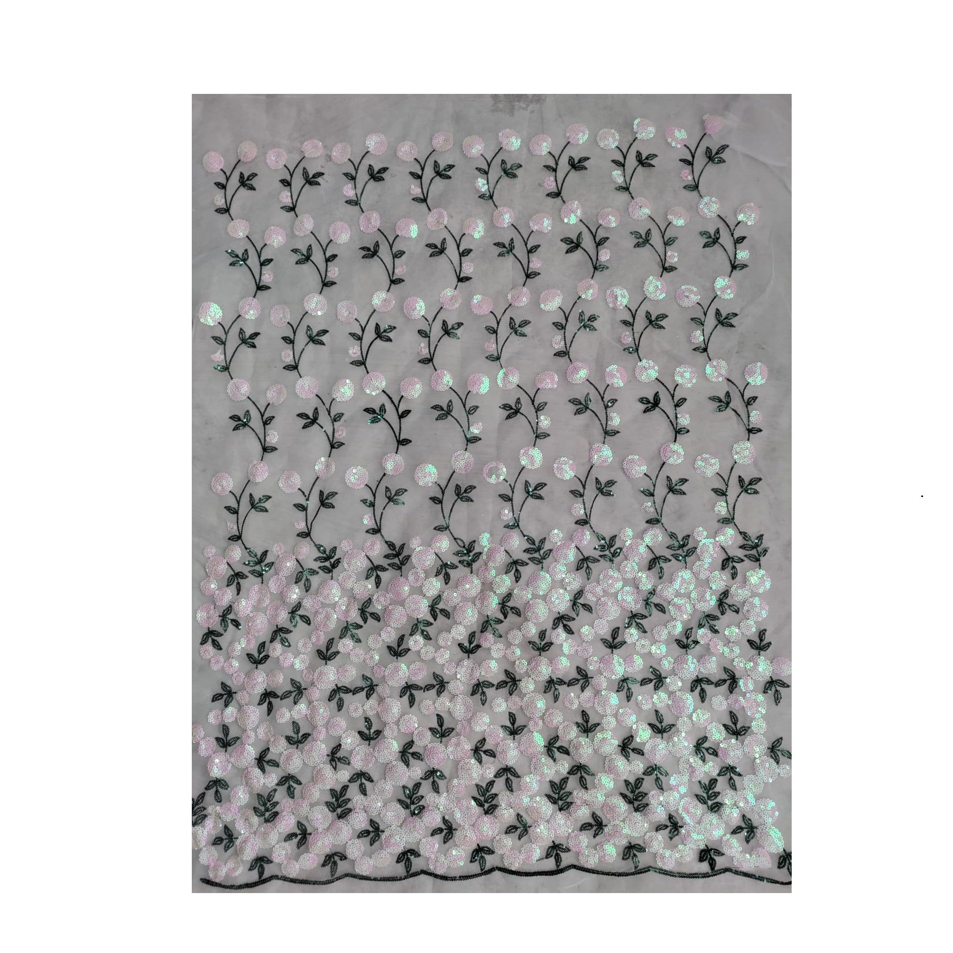 Indian Supplier's Most Selling Embroidered Rainbow Sequence Border Net Lace Fabric for Wedding and Party Dresses