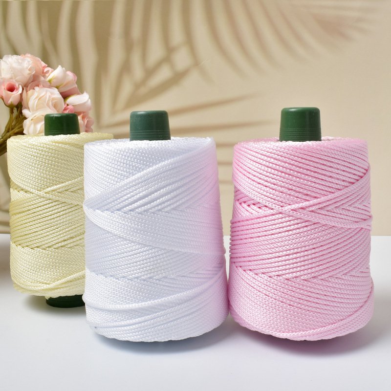 Light ice silk thread hat hand-knitted diy hook bag cushion blanket hollow bright silk coarse wool thread macrame cord