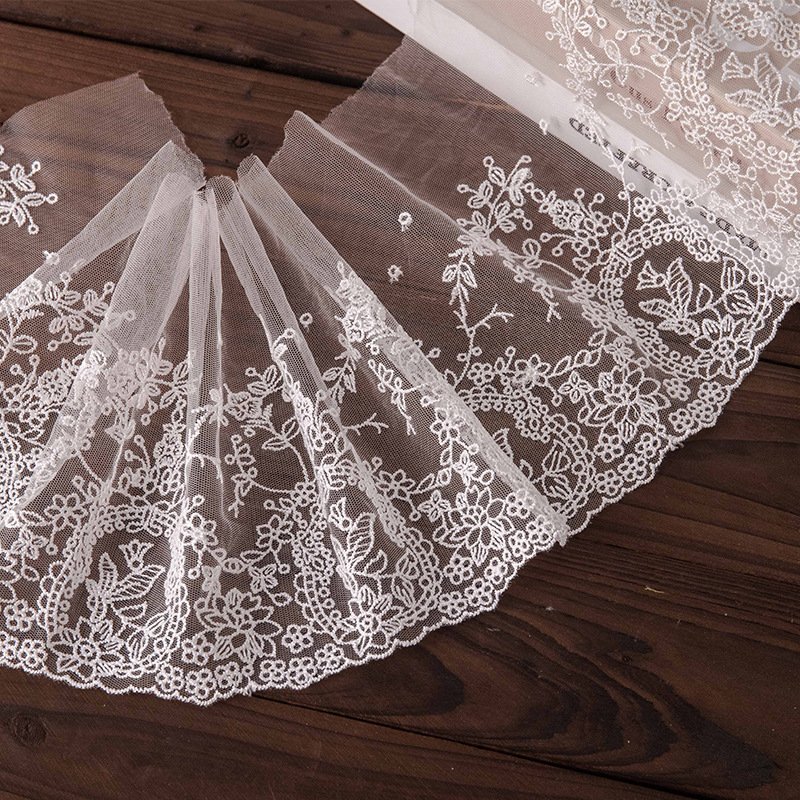 Hot Sale 19CM Soft 3D Embroidered French Tulle Mesh Lace African Wedding Decorative Fabrics Lace Trim For Women's Dresses