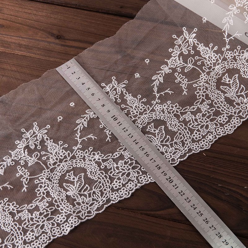Hot Sale 19CM Soft 3D Embroidered French Tulle Mesh Lace African Wedding Decorative Fabrics Lace Trim For Women's Dresses
