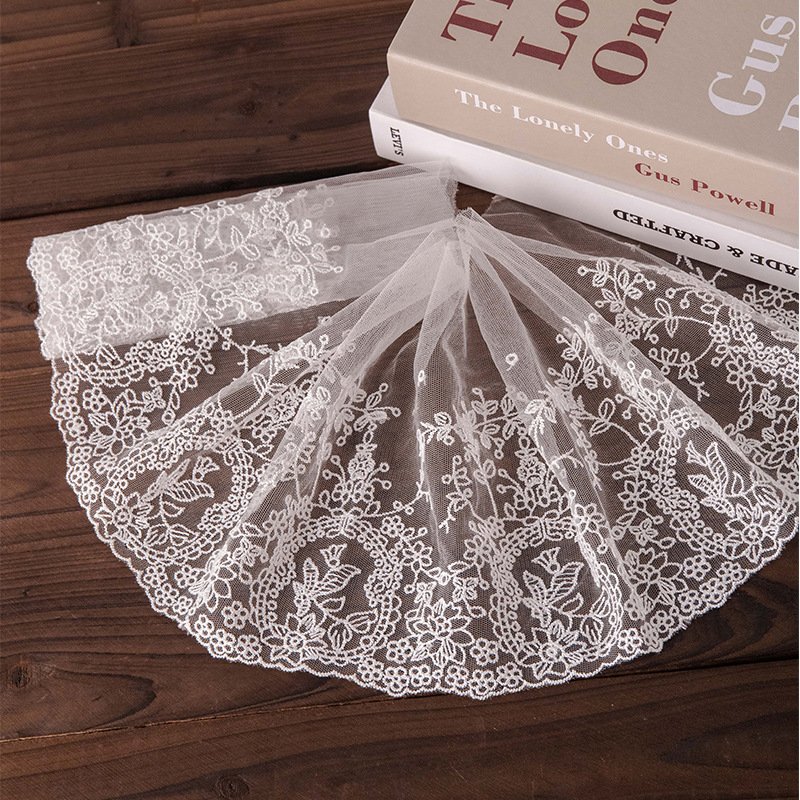Hot Sale 19CM Soft 3D Embroidered French Tulle Mesh Lace African Wedding Decorative Fabrics Lace Trim For Women's Dresses