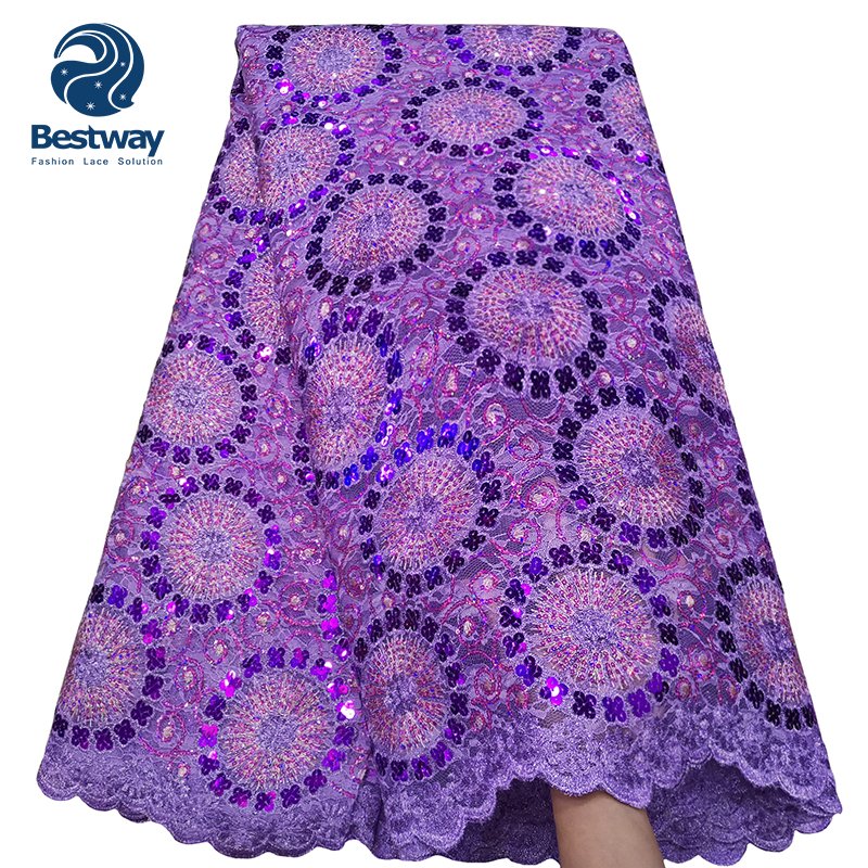 Bestway Austria Chantilly Double Net Sequins Embroidery African Lace Fabric