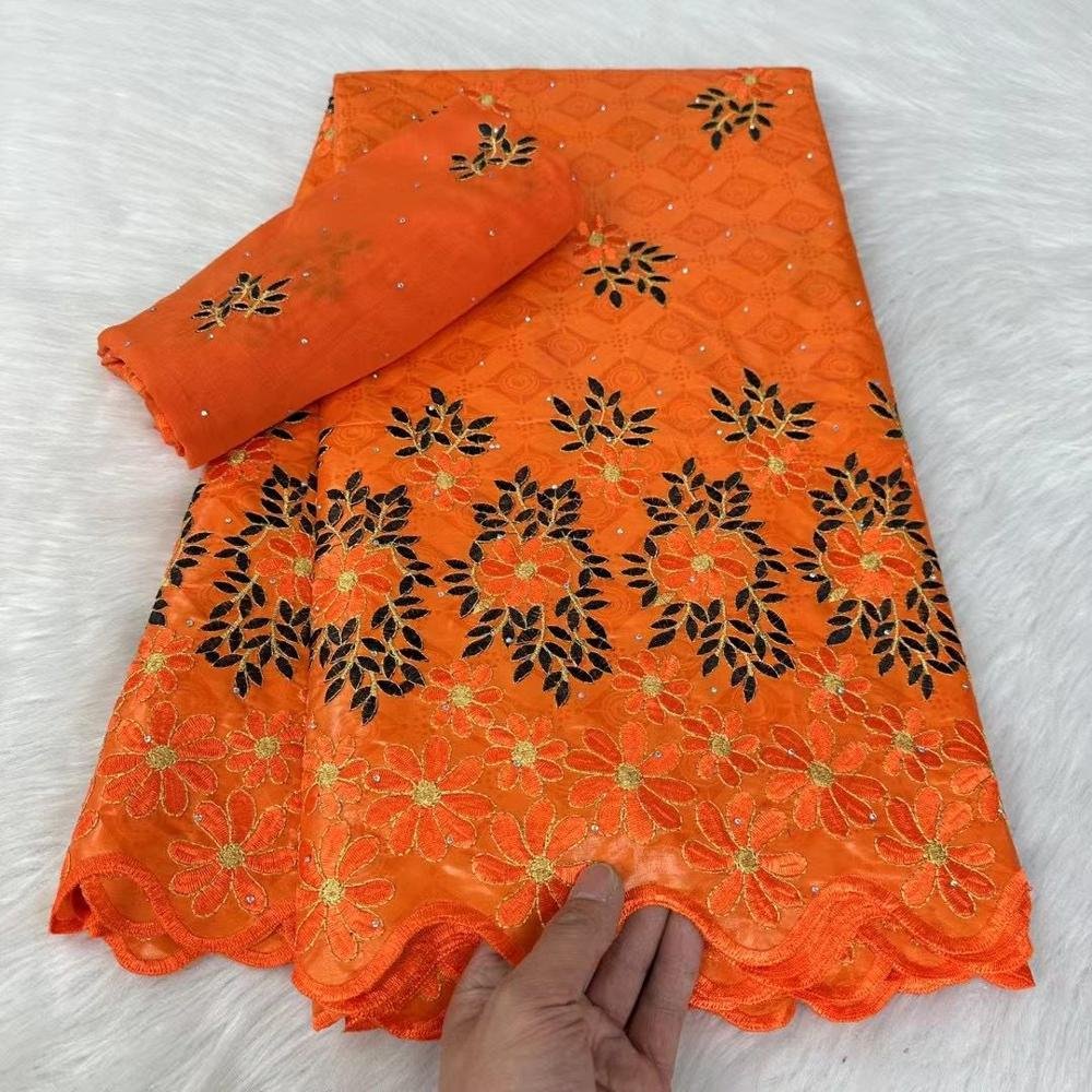 2024 African Bazin Riche Fabric With Brode Latest Fashion Embroidery Stones Bazin Lace Fabric With Net Lace 7Yards