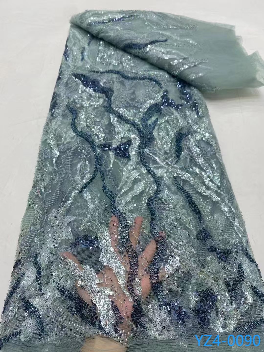 Customized Designer Lace Fabric Sequins Lace Beaded Pearl Fabric Embroidery Beads Lace Fabric For Evening Dress Cloth