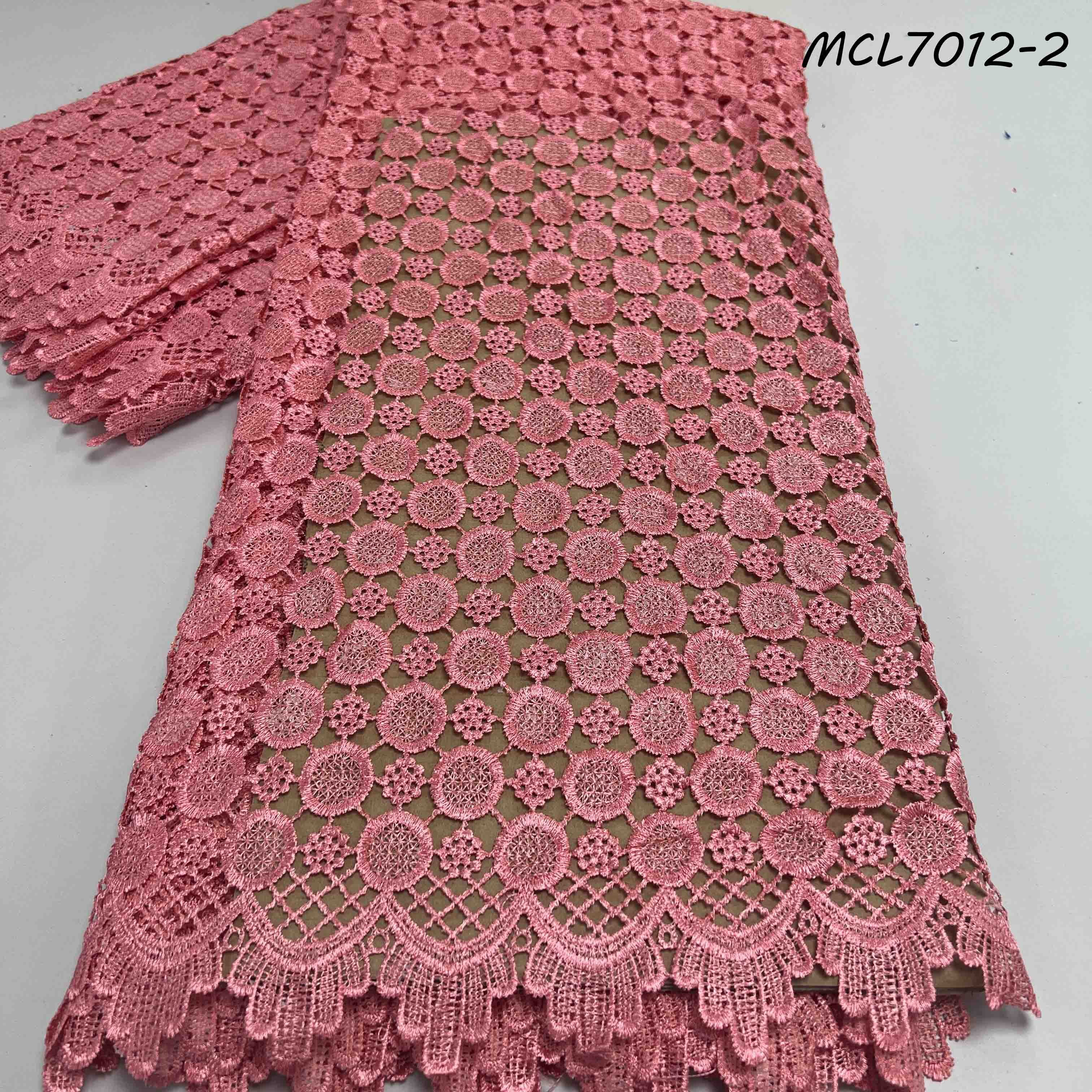 Hot selling African guipure lace fabric embroidery chiffon cord lace sequins water soluble lace with pearls