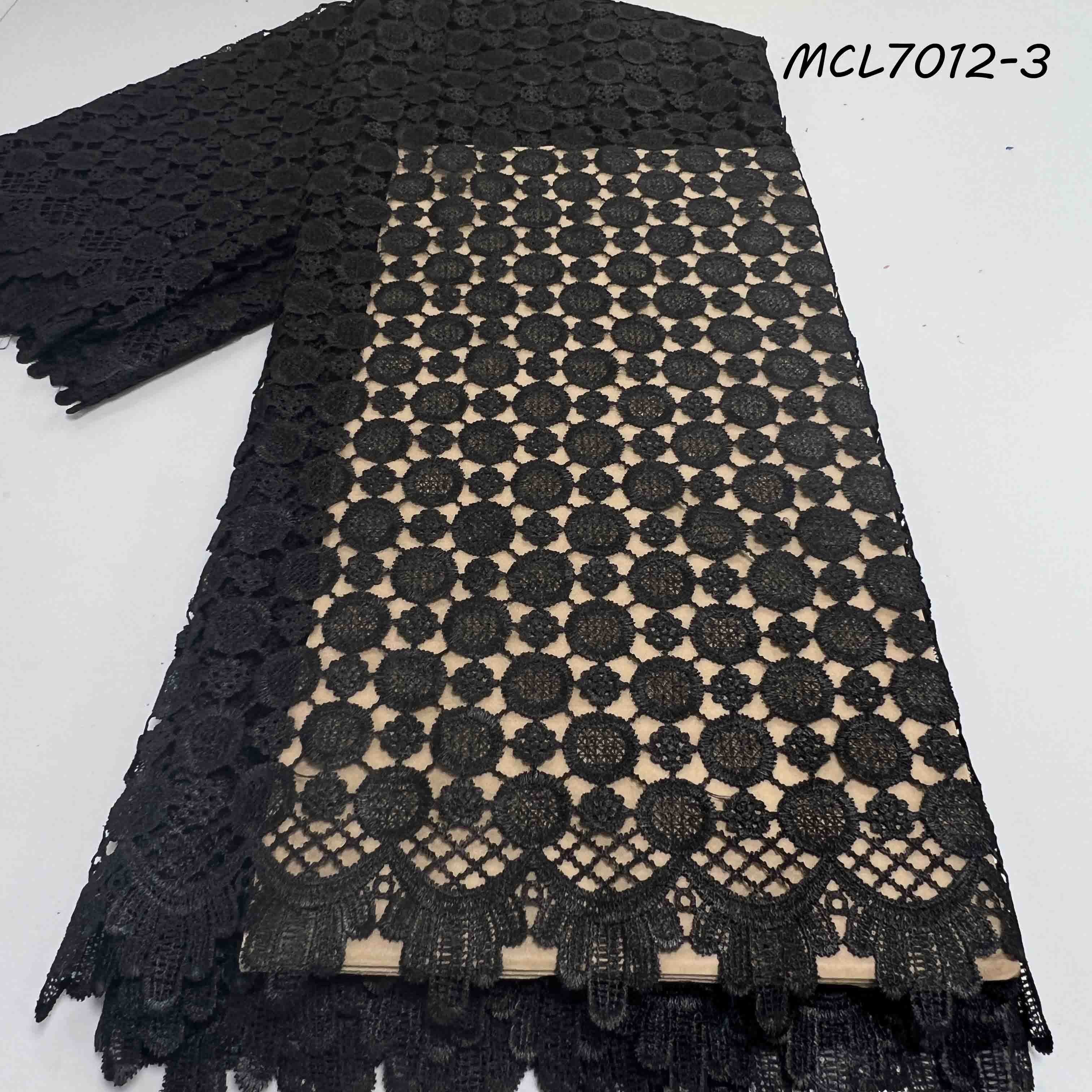 Hot selling African guipure lace fabric embroidery chiffon cord lace sequins water soluble lace with pearls