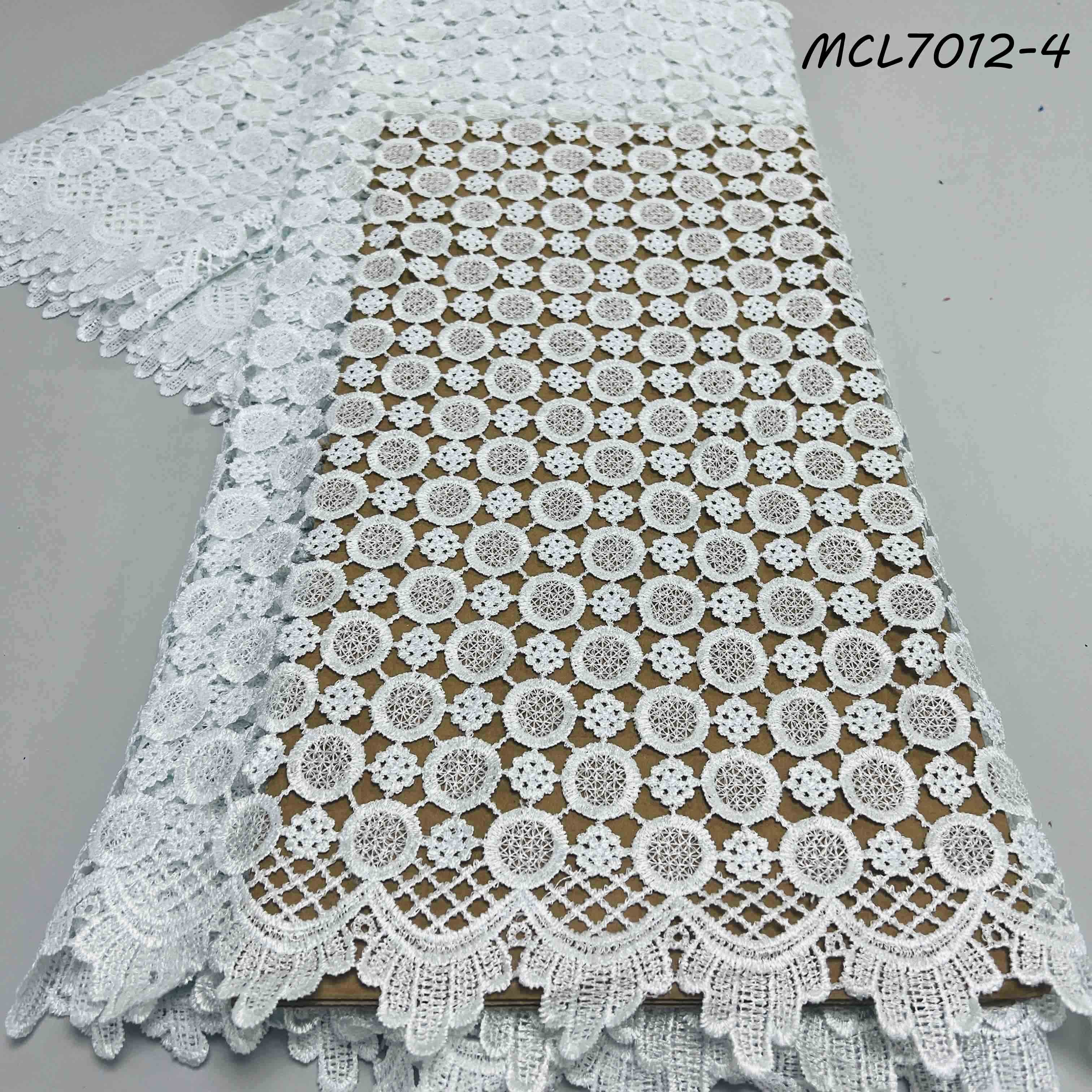 Hot selling African guipure lace fabric embroidery chiffon cord lace sequins water soluble lace with pearls