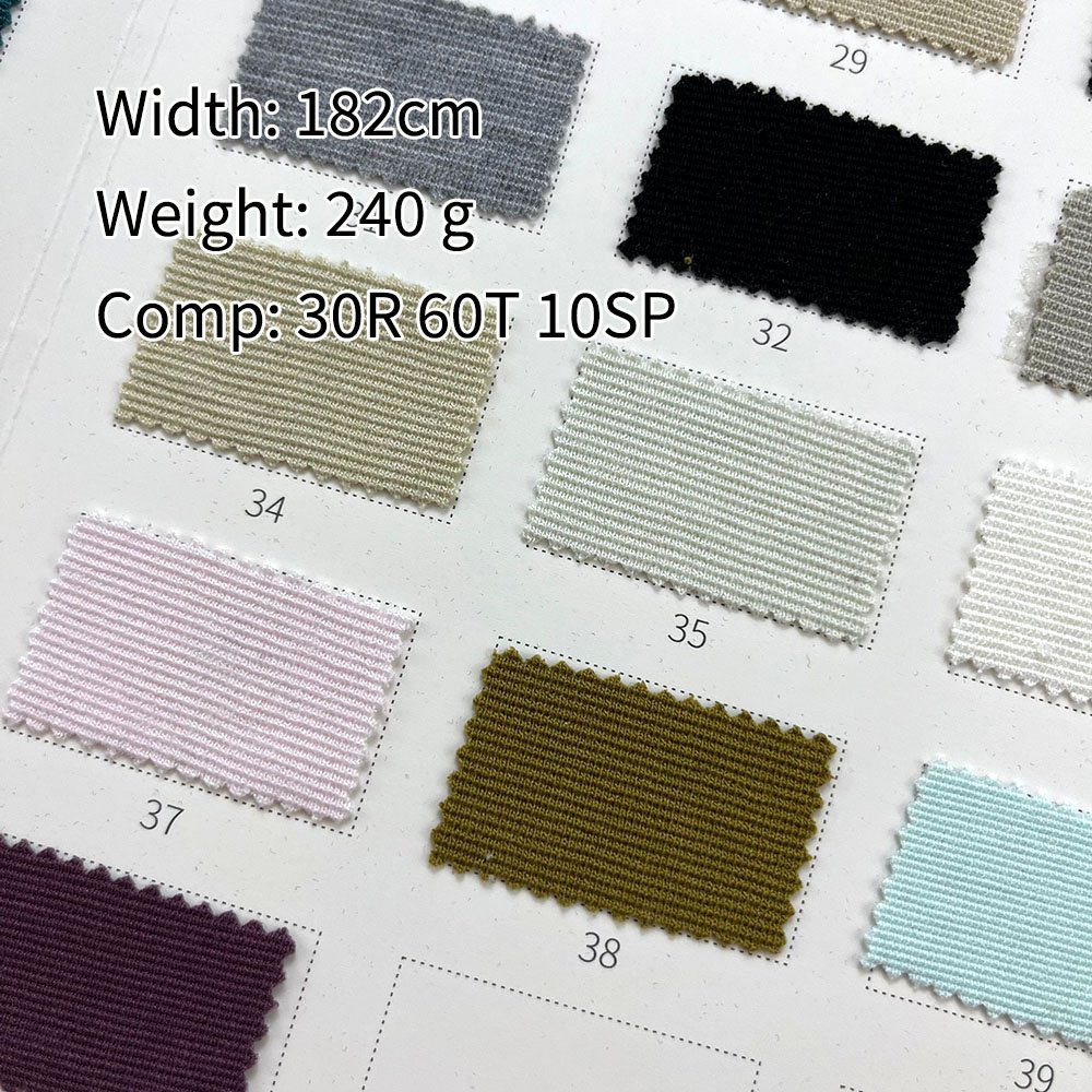 Best Price sports fabric 320g 30 Rayon 60 Polyester 10 Spandex Knitted Ribbed Fabric Soft Skin friendly Fabric