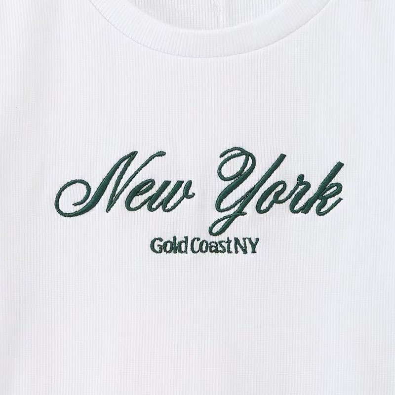 Customized Women's t-shirt Summer Pure Cotton Crew Neck Short Sleeve T Shirts Casual Embroidered Letter Top Anti-Pilling