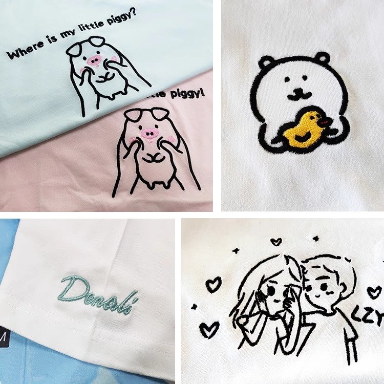 Customized Women's t-shirt Summer Pure Cotton Crew Neck Short Sleeve T Shirts Casual Embroidered Letter Top Anti-Pilling