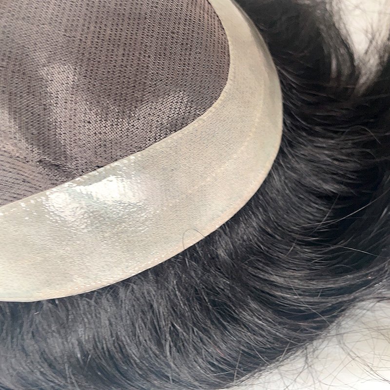 Cheaper Brazilian 100% human hair virgin replacement system cuticle straight handmade mono pu with lace wigs toupee for men