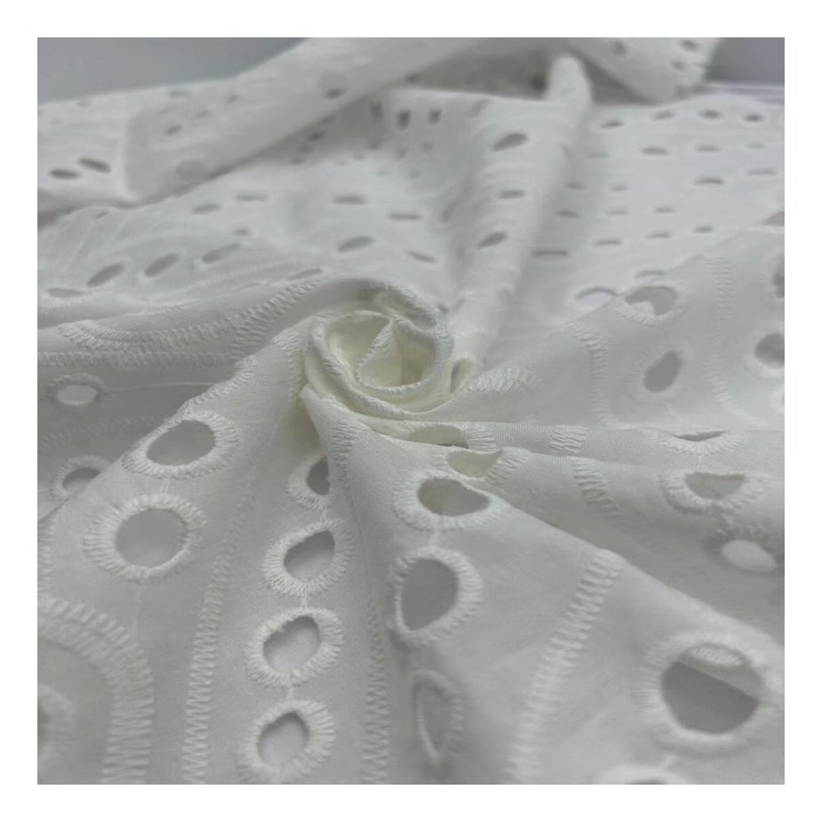 New designs Cotton Eyelet Embroidery Fabric Cotton Lace Fabric Swiss Voile Stock Available For Garment