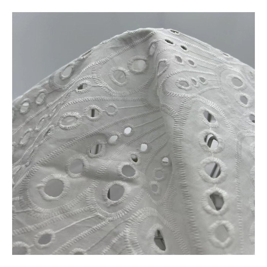 New designs Cotton Eyelet Embroidery Fabric Cotton Lace Fabric Swiss Voile Stock Available For Garment