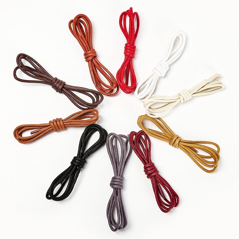 Fashion 2.5mm Wide Polyester Waxed Shoelace round Lace for Leather Shoes Custom Length Waxed Shoelace
