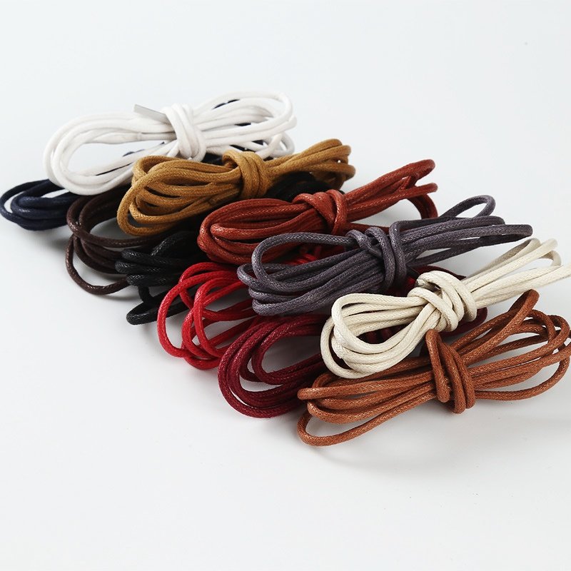 Fashion 2.5mm Wide Polyester Waxed Shoelace round Lace for Leather Shoes Custom Length Waxed Shoelace