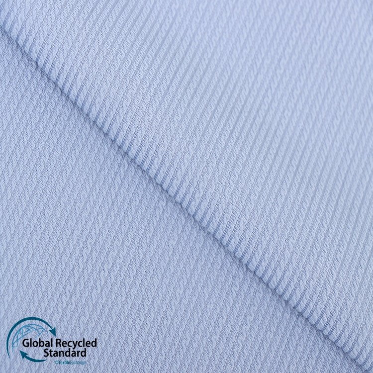 Women Dress RPET Eco-friendly GRS Knitting Jacquard Rib 93%Recycle Polyester 7%Spandex 240gsm Ready-to-ship Goods Recycle Fabric