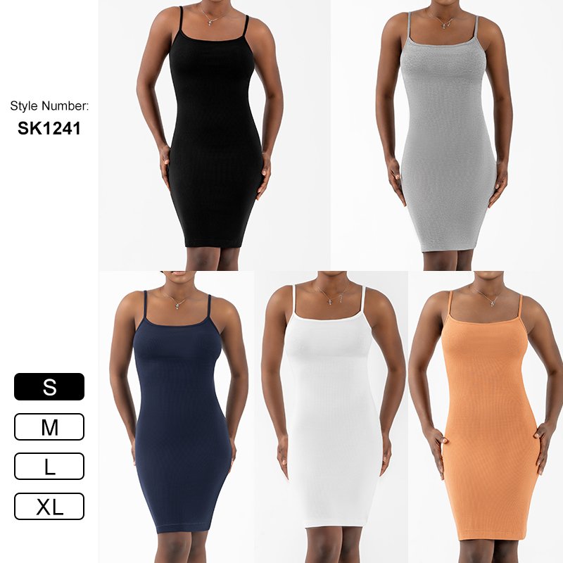 SK1241 Women Sexy Strappy One-piece Dress Ribbed Summer Dress Hip Wrap Dress Super Stretchy Quick Dry Tight Fit Outdoor Wear