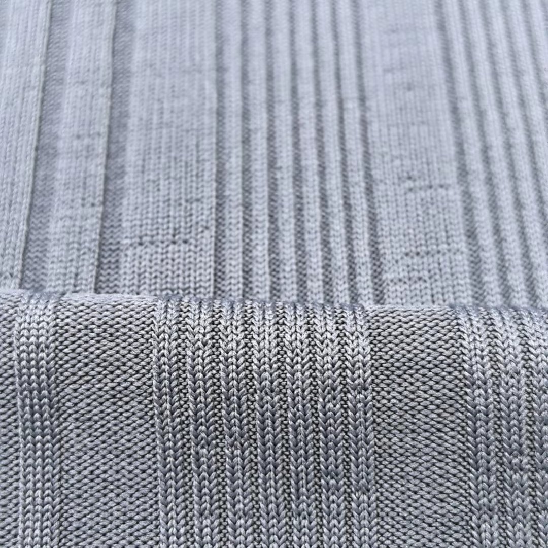 High Stretch Knitted Stripe Rib Bamboo Cotton Spandex Ribbed Cuff Fabric For Hoodies