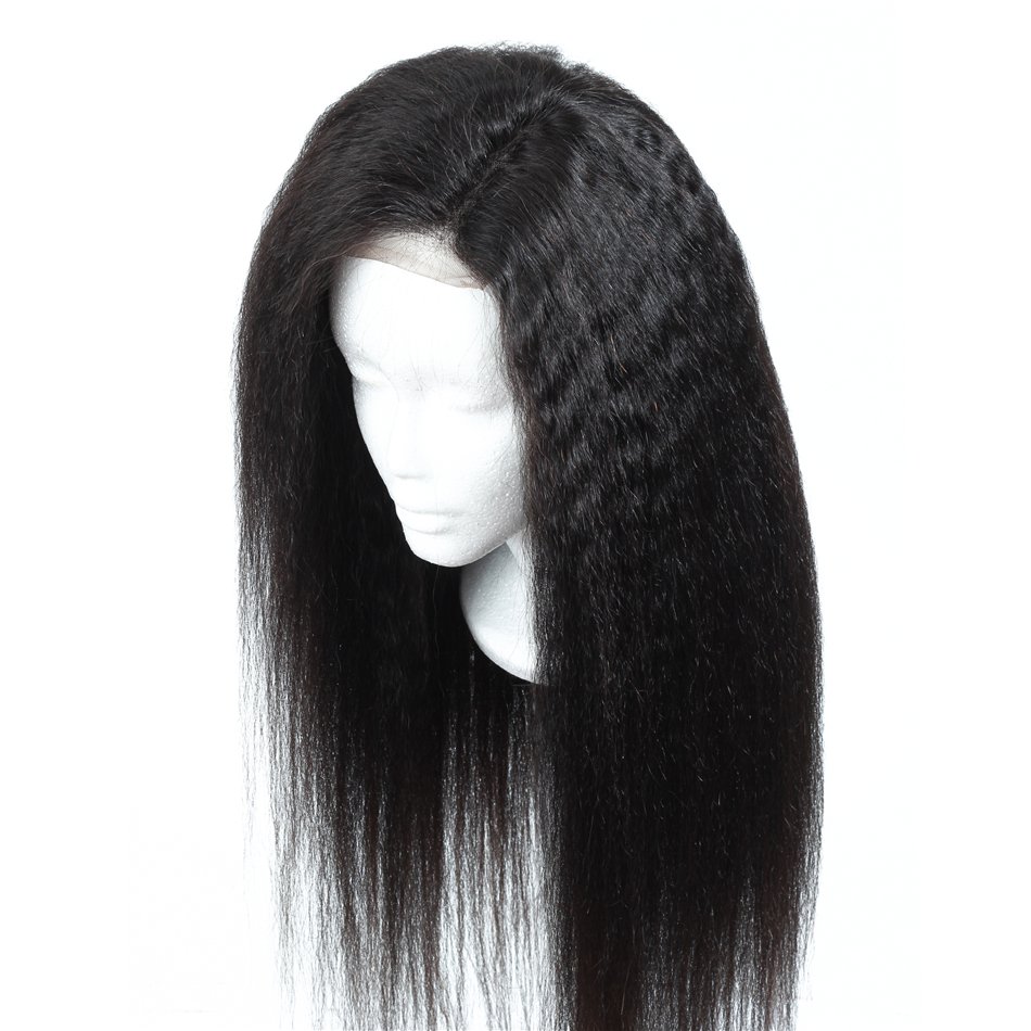 Wholesale Kinky Straight Hair Lace Front Wig Brazilian Human Hair Lace Wigs Pre Plucked Lace Frontal Wigs For Black Women