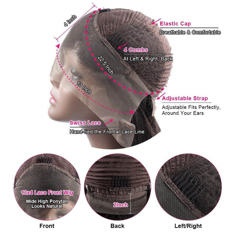 Wholesale Kinky Straight Hair Lace Front Wig Brazilian Human Hair Lace Wigs Pre Plucked Lace Frontal Wigs For Black Women