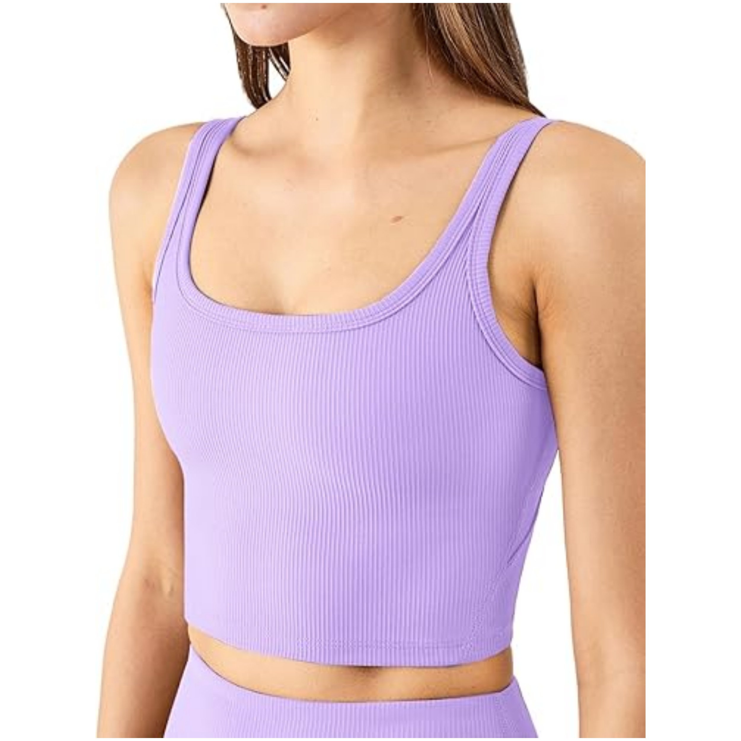 Fitted Crop Top Summer Spaghetti Strap U Neck And Back Workout White Ribbed Tank Top