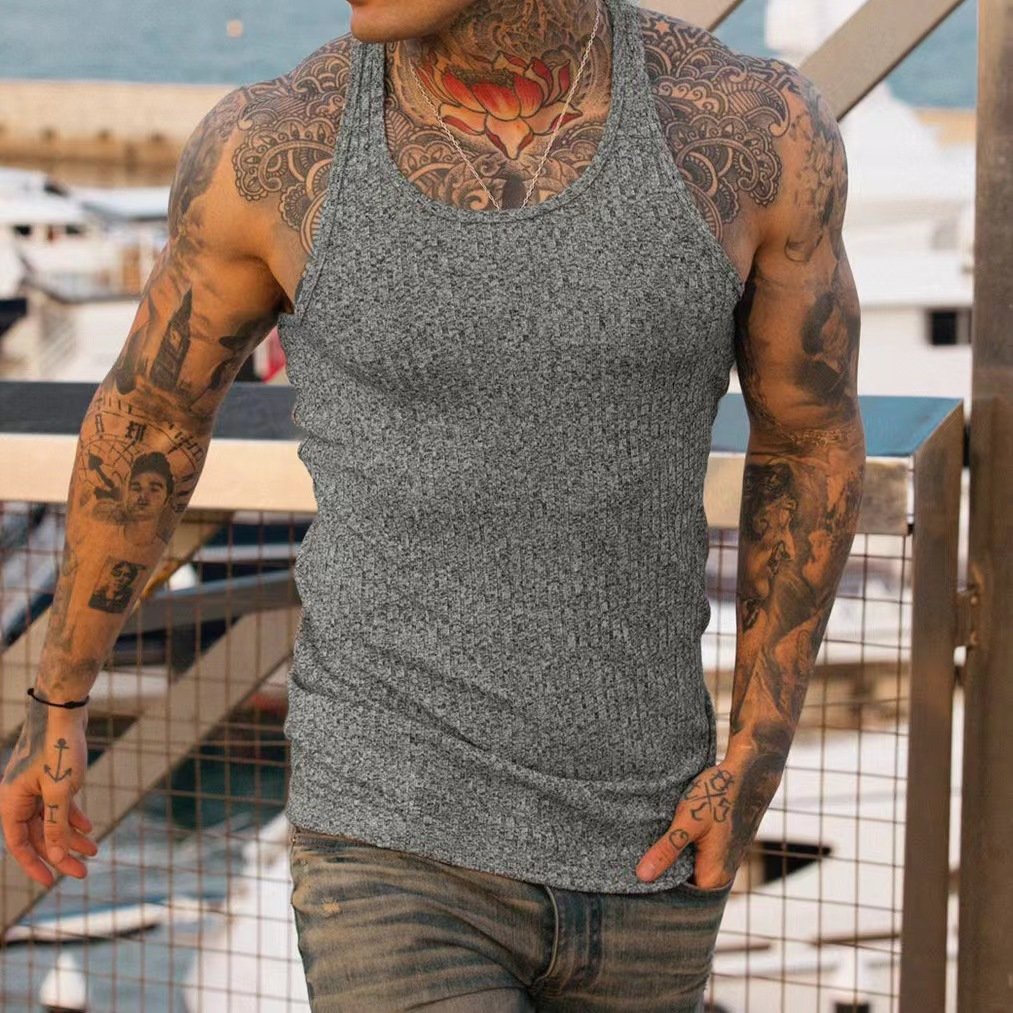 Hot Selling Ribbed Custom Plus Size Plain Fitness Casual Polyester Quick Dry Tank Top For Men