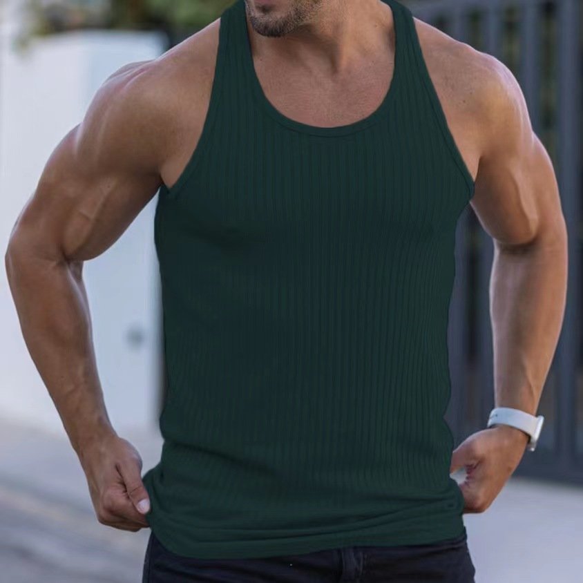 Hot Selling Ribbed Custom Plus Size Plain Fitness Casual Polyester Quick Dry Tank Top For Men