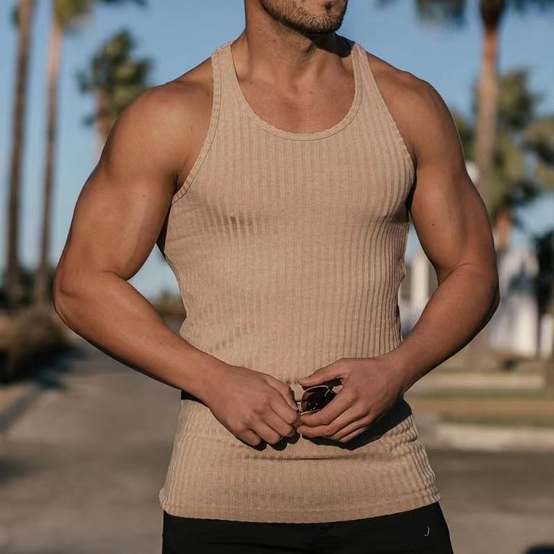 Hot Selling Ribbed Custom Plus Size Plain Fitness Casual Polyester Quick Dry Tank Top For Men