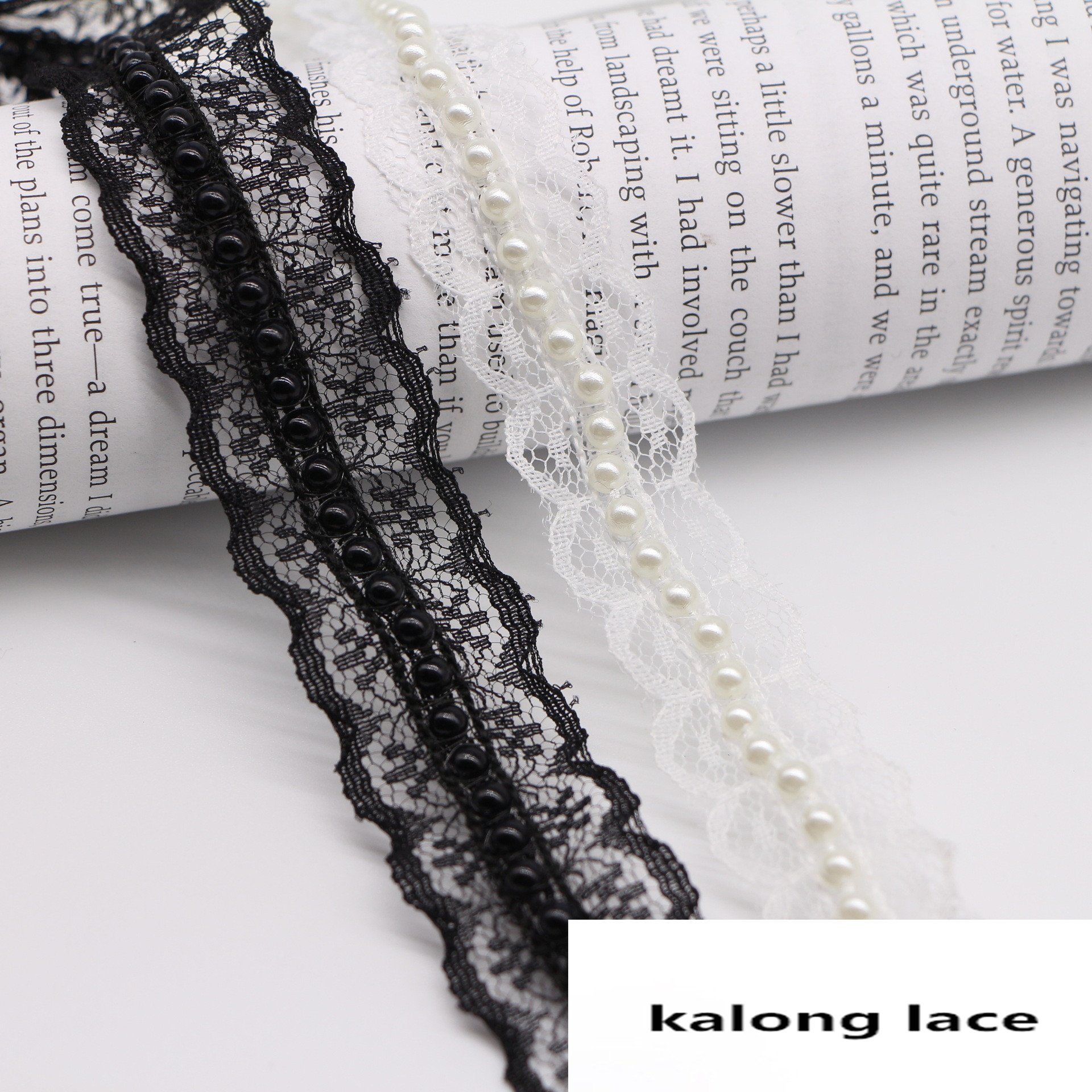Width 25 mm Handmade pearls lace ribbon beads mesh lace trim for dress Collar hair decorations