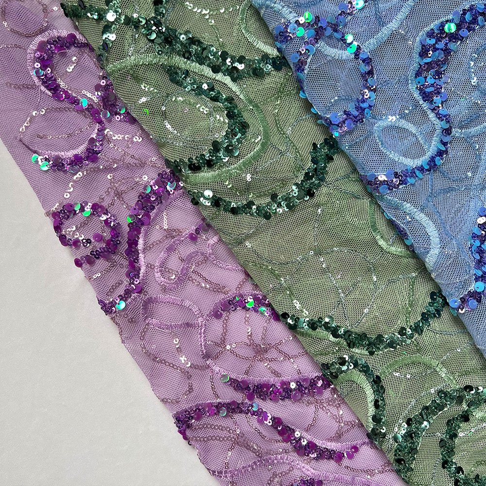 Wholesale mesh embroidery french tulle lace with flowers fabric custom pattern fancy lace sequin fabric embroidery