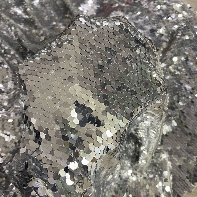 Fancy embroidered polyester 9 mm full sequin chiffon embroidery fabric for women garment