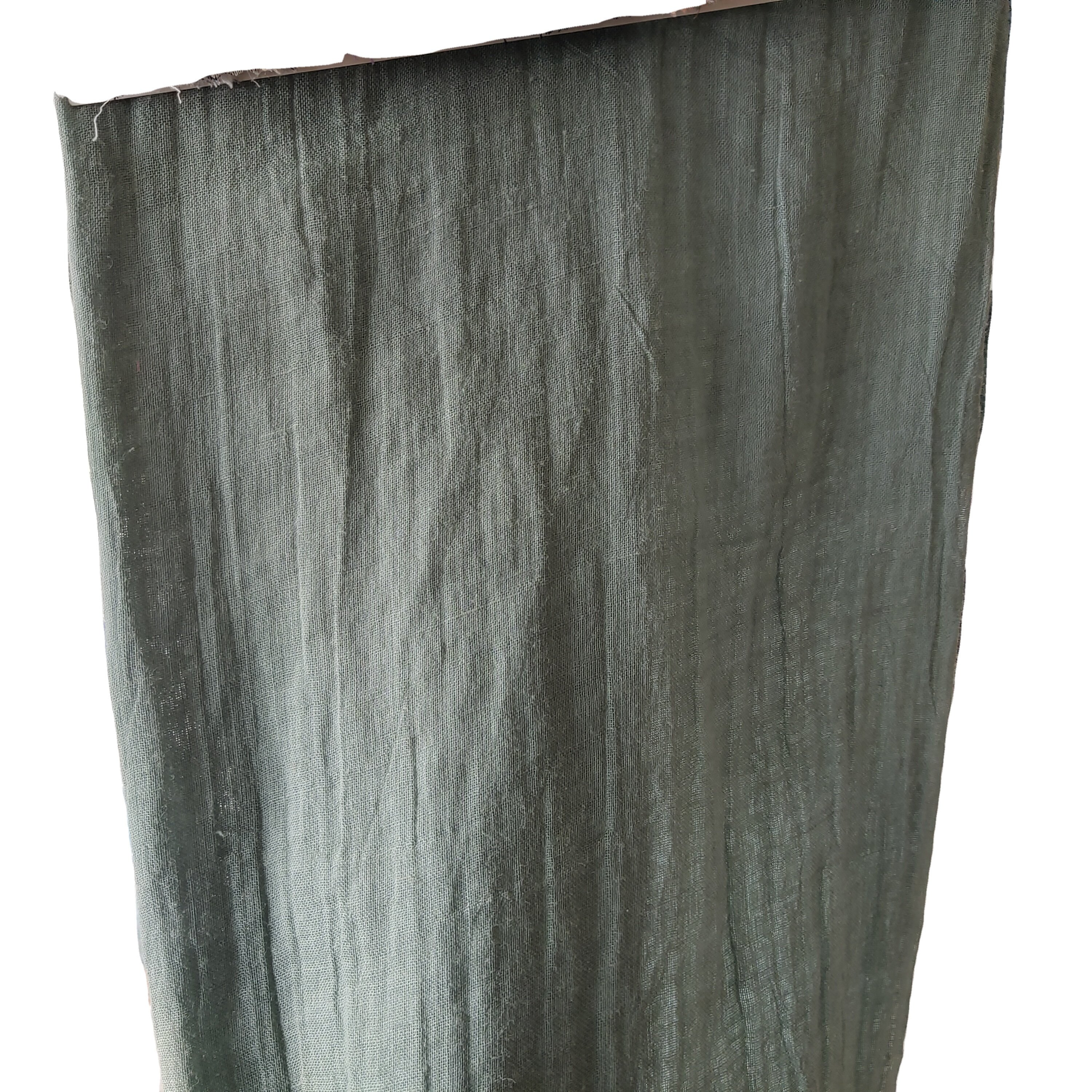 108gsm Sustainable Stone Washed Solid Color Plain Dyed 100%Ramie Wrinkled Yarn Fabric for Garment