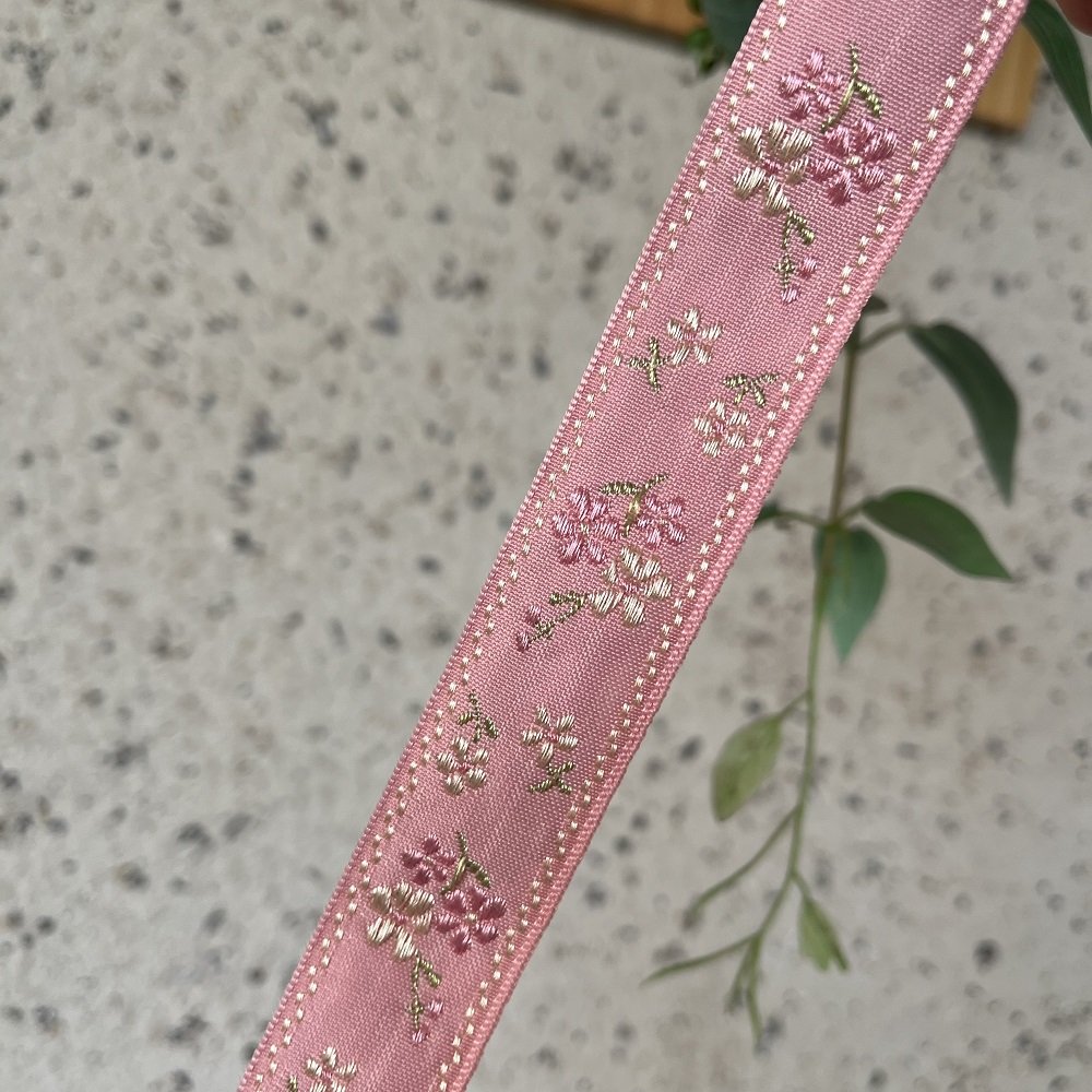 Ethnic Style Lace Jacquard Webbing Woven Tape Small Flowers For Garment Accessories Width 2.5 cm ST-959