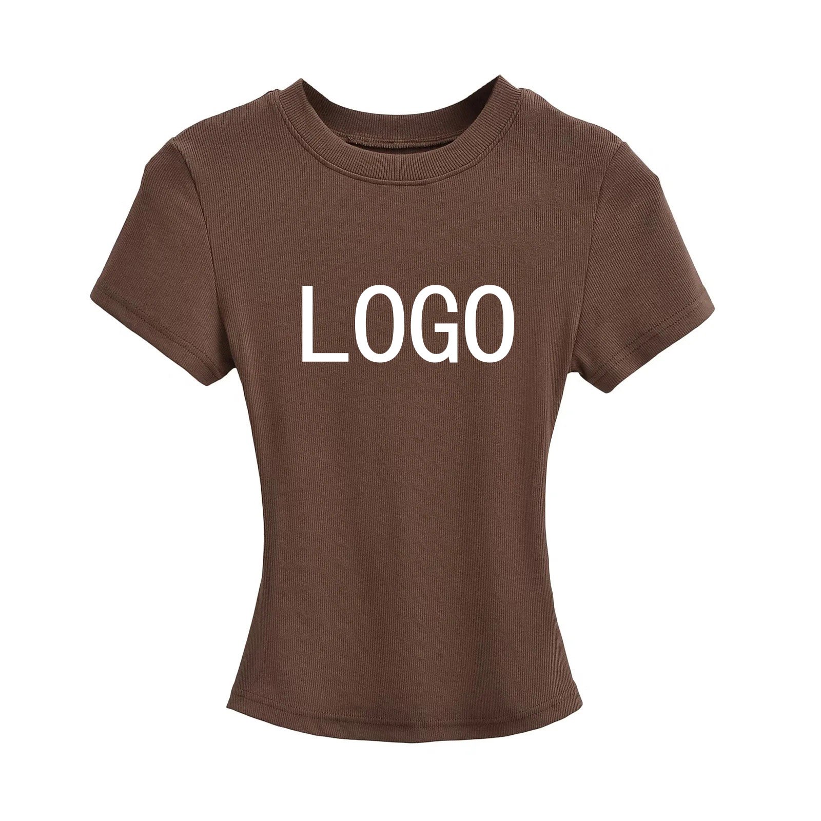 High Quality Cotton Ribbed Crop Tee Tops for Women Custom Logo Short Sleeve Cotton spandex T Shirts