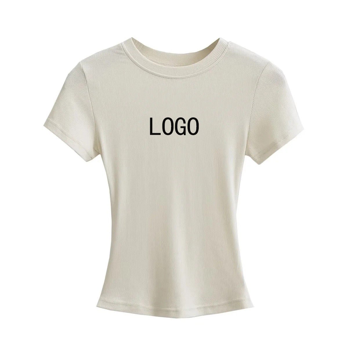 High Quality Cotton Ribbed Crop Tee Tops for Women Custom Logo Short Sleeve Cotton spandex T Shirts