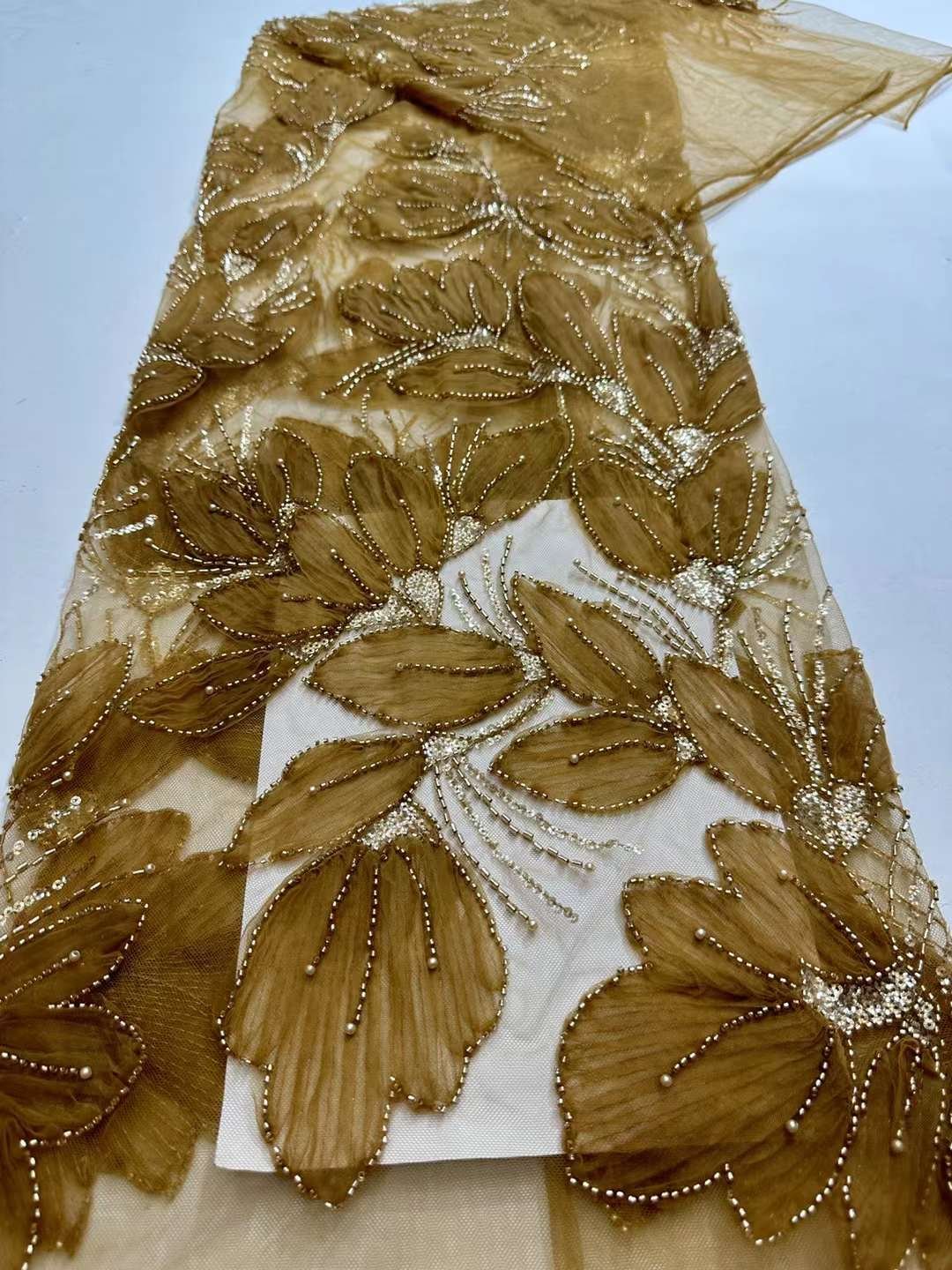 Elegant 3d embroidery sequins beaded lace