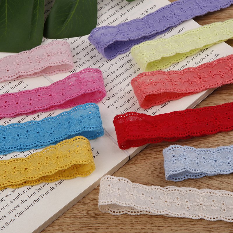 Customize border guipure stretch lace cotton embroidery fabric custom clothing lace elastic for women dress