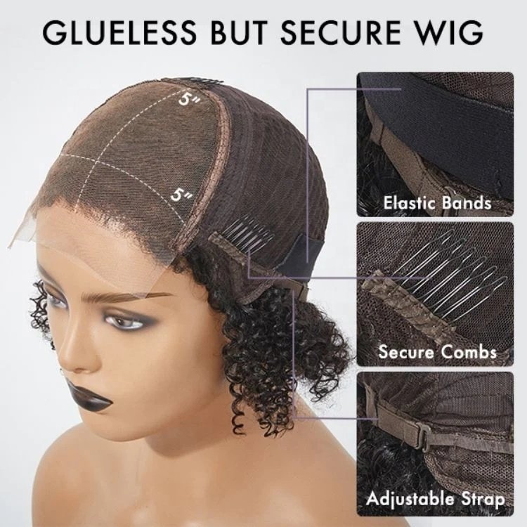 Luxury Design Blonde Highlights Glueless 5x5 Closure Human Hair Wig HD Lace Stacked Bob Wig