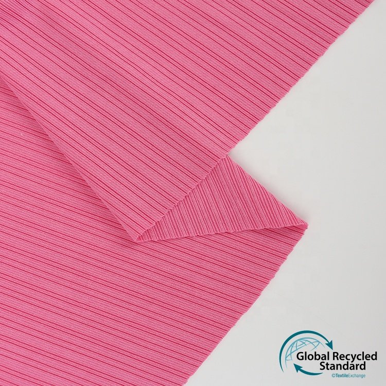 Lady Cloth Quality RPET Eco-friendly Rib Fabric 93%Recycle Polyester 7%Spandex 245gsm Ready-to-ship Goods Recycle Polyester Knit