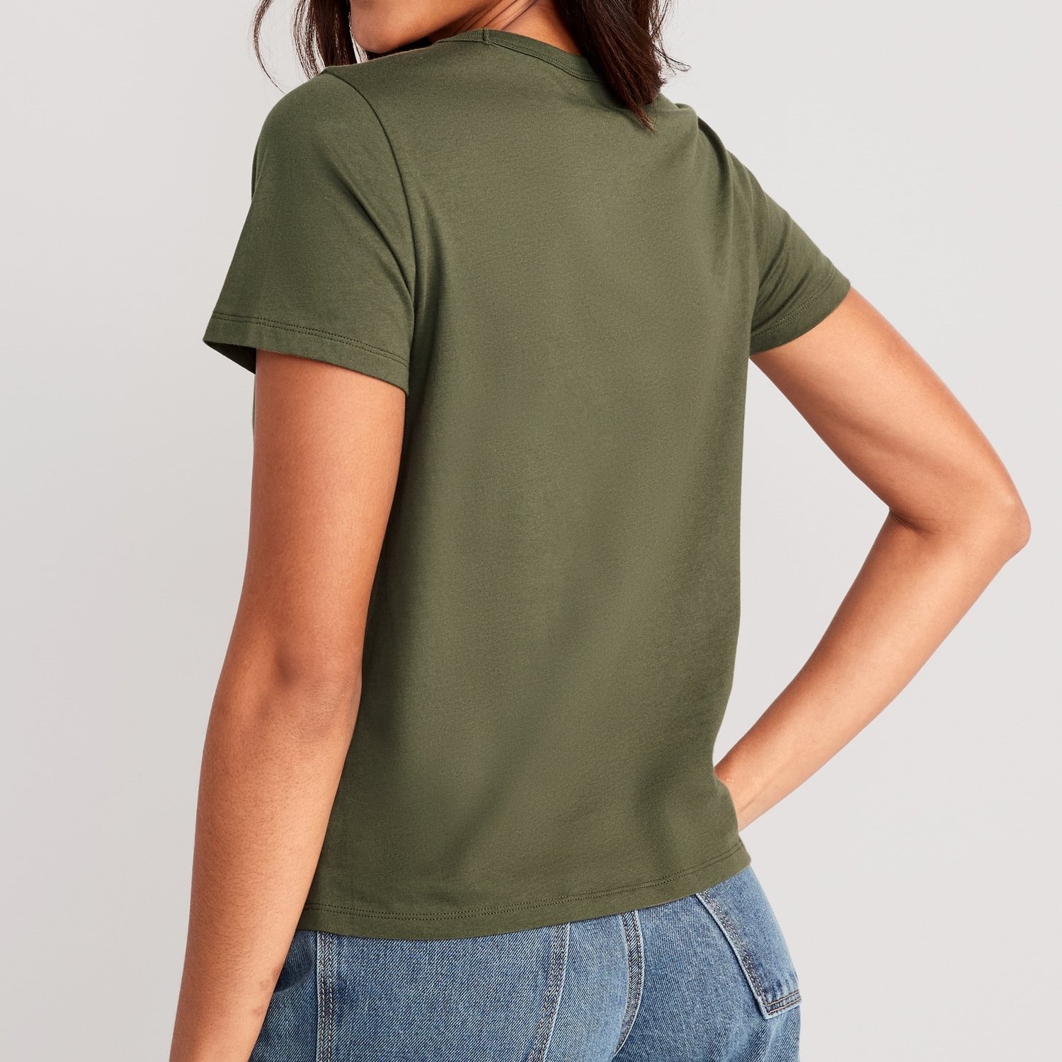 Wholesale Custom Women's Rib Knit V Neck Short Sleeves Casual Summer Regular Fit T-Shirts