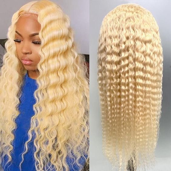 13x4 Deep Loose Wave 613 Honey Blonde Curly Transparent Lace Frontal Wig 200% Remy 13x6 Water Wave Colored Women Human Hair Wig