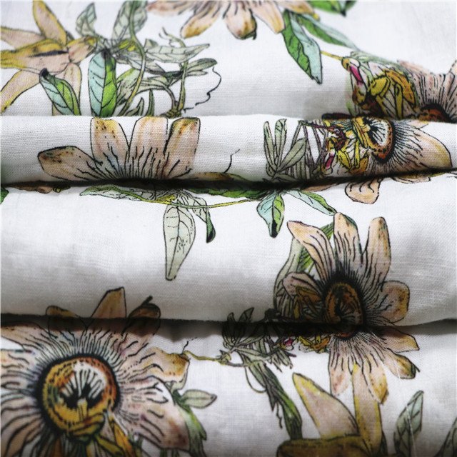 2021 Spring and summer flower pattern skirt digital printed printing ramie cotton on fabric