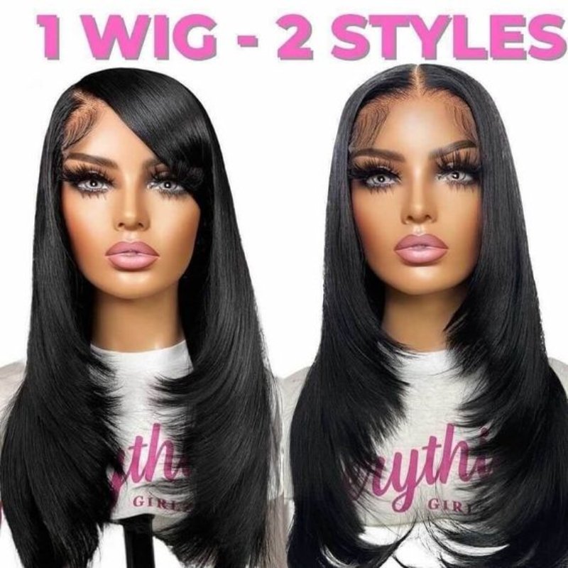 Wholesale Raw Vietnamese Hair Natural Bone Straight Human Hair Wig Butterfly Layer Haircut Realistic 13x4 HD Lace Front Wigs