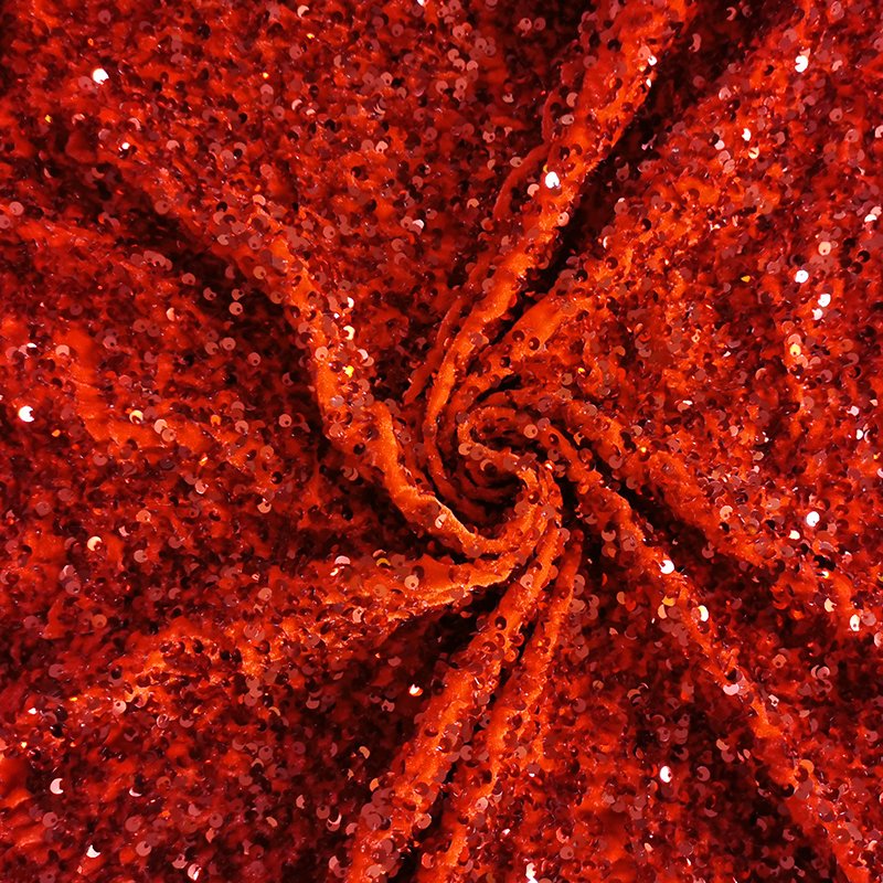 Wholesale Nigerian Party Dress Elastic Embroidery Red Velvet Sequin Fabric